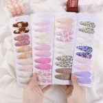 10Pcs/Lot Fresh Print Cotton Alloy Hair Clips for Kids Fabric Plaid BB Hairpins Girl Hairgripe Headwear Baby Hair Accessories 5