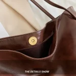 Women Tote Bag Fashion Underarm Pouch Large Capacity Soft Pu Leather Shoulder Bag Retro Crossbody Bag Casual Portable BucketBags 5