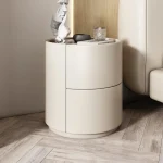 Home Living Room Sofa Side Cabinet, Creative Round Solid Wood Bedside Table, New Simple Modern Small Bedroom Storage Cabinet 3