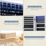 DUMOS 6 LEDs Mirror Jewelry Cabinet, Wall or Door Mounted Jewelry Organizer, 47.2Inch Tall Lockable Large Capacity Cosmetic Sto 4