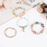 Bohemian Stackable Bead Bracelets for Women Multilayered Bracelet Pendant Charm Stretch Bangles 6