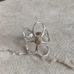 925 Sterling Silver Rings for Women Couple Minimalist Handmade Simple Big Flower Ring Party Jewelry Gift Prevent Allergy 3