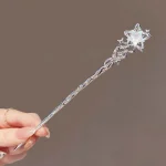 Vintage Moonstone Star Moon Hair Sticks for Women Chinese Style Cross Tassel Hairpin Disk Hair Chopsticks Hair Accessories 6