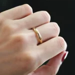Non-Fading Fine 4mm Round 18K Golden Ring Women's Men's Simple Wedding Band Lover's Couple's Gift Jewelry 4