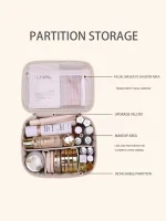 New PU leather makeup bag with large capacity, portable, and high-end outdoor feel, layered and multi-layer waterproof makeup ca 4