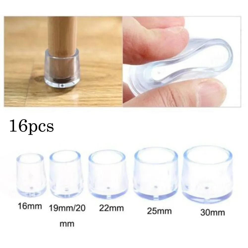 16Pcs 16/19/25/30mm Chair Leg Cap Rubber Feet-Protector Pads Non-slip Transparent Table Covers Furniture Leveling Feet Decor 16Pcs 16/19/25/30mm Chair Leg Cap Rubber Feet-Protector Pads Non-slip Transparent Table Covers Furniture Leveling Feet Decor