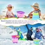Foldable Beach Bucket Silicone Collapsible Toy Buckets for Kids for Summer Activities Camping Gear Travel Beach Sand Toys 6
