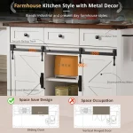 Farmhouse Kitchen Island on Wheels with Drop Leaf & Power Outlet, 53.7-Inch Rolling Storage Island Cart with Drawers 6