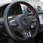 Micro Fiber Leather Hand Sewing Soft Car Steering Wheel Cover With Needles and Thread Diameter 38cm Auto Car Accessories 3