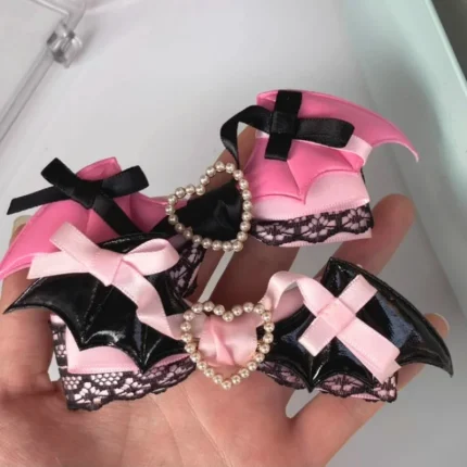 Lolita hair accessory Black Pink lace bow clip sweet girl hairpin ﻿
