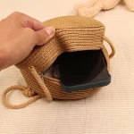 Summer Round Straw Bag For Women Woven Handmade Shoulder Bag New Travel Rattan Beach Bag Casual Style Crossbody Bag Handbag Purs 6