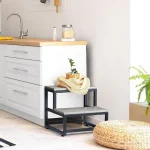 Metal Iron & Wood 2-Step Stool Sturdy Rise Footstool for Kids Household Multi-function Ladder Entryway Shoe Stool & Organizer 4