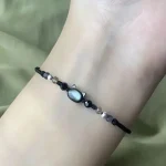 2pcs Natural Moonstone Obsidian Bracelets Couple Minimalist Bracelet Handmade Cute Black White Cat Bracelet Party Jewelry Gifts 4