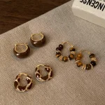 Vintage Dripping Oil U-shaped Earring for Women Simple Hoop Earrings Temperament Personality All-matching Jewelry Female 2024 6