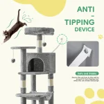 JHK 44In Cat Tree Tall Multi-Cat Climbing Tower for Pet Furniture Natural Sisal Scratching Posts Stable Pet House for Indoor Cat 3