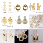Minimalism Personality Metal Drop Earrings for Women Leaf Round Water Droplet Butterfly Twist Metal Earrings Geometry Jewelry 6