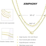 Gold Layered Necklace for Women K Gold Plated Necklace Women Cuban Link Paperclip Chain Toggle Clasp Necklace Jewelry for Women 2