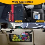 Car Storage Net Stretchable Mesh Pocket Net Magic Elastic Sticker Universal Rear Mesh Trunk Seat Bag Pocket Cage Auto Organizer 5