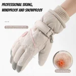 Women Winter Skiing Gloves 2026 New Fashion Fleece Lined Thick Warm Cold Resistant Touchscreen Electric Bike Riding Gloves 3