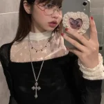 Summer Black Rhinestone Cross Jesus Pendant Choker Necklace for Women Punk Vintage Double Layers Chain 2026 Neck Boho Jewelry 4
