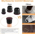 8PCS Chair Leg Floor Protectors Anti- Slip 360° Silicone Furniture Leg Foot Covers Round Table Feet Cups Thick Wrap Felt Pads 3