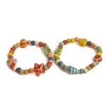 Handmade Colorful Starfish & Seashell Ceramic Beaded Bracelet Boho Beach Jewelry Elastic Wristband for Women & Teens S001186 2