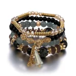4Pcs New Tassel Charm Beads Bracelet Set For Women Colorful   Glass Beaded Chain Bangle Female Bohemian Jewelry 4