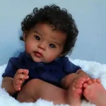 20 Inch African American Doll Raven Dark Skin Reborn Baby Doll Finished Newborn With Rooted Hair Handmade Toy For Gift 2