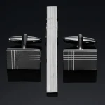 a set High quality brass enamel necktie clip cufflink suit men's business dress accessories French shirt cufflink  tie clip set 3