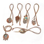 Retro Trendy Boho Long Neckalce Women Fashion Elegant Turquoise Shell Pendant Brown Pendent Necklaces Jewelry 5