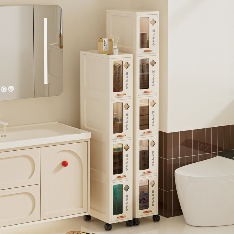 Slim Mobile Storage Cabinet, Space-Saving Narrow Drawer Organizer, Minimalist Multi-Purpose Design for Kitchen/Bathroom/Living Slim Mobile Storage Cabinet, Space-Saving Narrow Drawer Organizer, Minimalist Multi-Purpose Design for Kitchen/Bathroom/Living