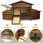 Chicken Coop with 2 Nesting Boxes, Large Outdoor Wooden Chicken Hen House Cages for 2 Chickens, Easy Clean Poultry Hutch for Bac 3