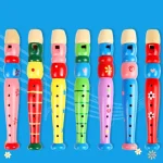 1pc 20cm/7.87in Colorful Wooden Flute Music Instrument Trumpet Buglet Hooter Kids Educational Learning Musical Toys for Children 2
