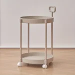 Elegant 2-Tier Side Table with Wheels - Trolley Table in Living Room|Simple Sofa Table with Handle|Easy To Move Coffee Table 6