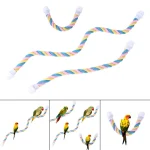1PC Pet Bird Bite Toy Parrot Color Cotton Rope Toys Elastic Parrot Climbing Toys Sturdy Bird Swing rope Pet Cage Toy Swing Stand 4