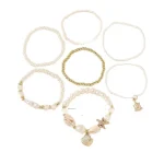 7-Piece Beach Bracelet Set: Ocean Bohemian Style, Shell, Starfish, and Pearl Pendant Bracelet, Suitable for Beach Vacations and 4