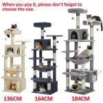 Large Cat Tree and Tower for Indoor Cats With Sisal-Covered Scratching Posts Spacious Hammock Padded Perches and Condos Cat Toys 6