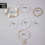 7Pcs Bohemian Shell Bracelet Set For Women Starfish Charm Rice Beads Wristband Bangle Girls Summer Beach Jewelry Accessories 3