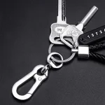 Ingemark Trendy DIY Mobile Phone Number Plate Pendant Keychain Men Punk Woven Leather Rope Anti-lost Car Key Chain Accessories 4