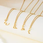 Fashion Stainless Steel A-Z Initial Letter Necklace For Women Elegant Gold Color 26 Alphabet Pendant Jewelry Girls Birthday Gift 3
