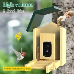 STLF 4K AI Bird Feeder CamerassWaterproof Solid Pattern Outdoor Bamboo Bird Feeder Smart Solar Energy Powered Wood Automatic 3