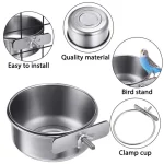 Parrot Rabbit Hamster Pet Food Dish Stainless Steel Clamp-on Water Drinker Bird Feeder Feeding Bowl Cage Cup Hanging bowl 5