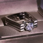 Real 14K White Gold with Stamp Ring for Women Men Unisex 100% Real Natural Diamond Jewelry Luxury Pave Setting  14 K Gold Rings 3