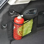 Car Seat Back Organizer Trunk Net Mesh Pocket Elastic String Net Magic Sticker Universal Portable Storage Bag Car Accessories 2
