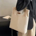 1Pc Women's Tote Bag Canvas Sewing Thread Large Capacity Advanced Sense Handbag Convenient Practical Female's Commuter Bag 5