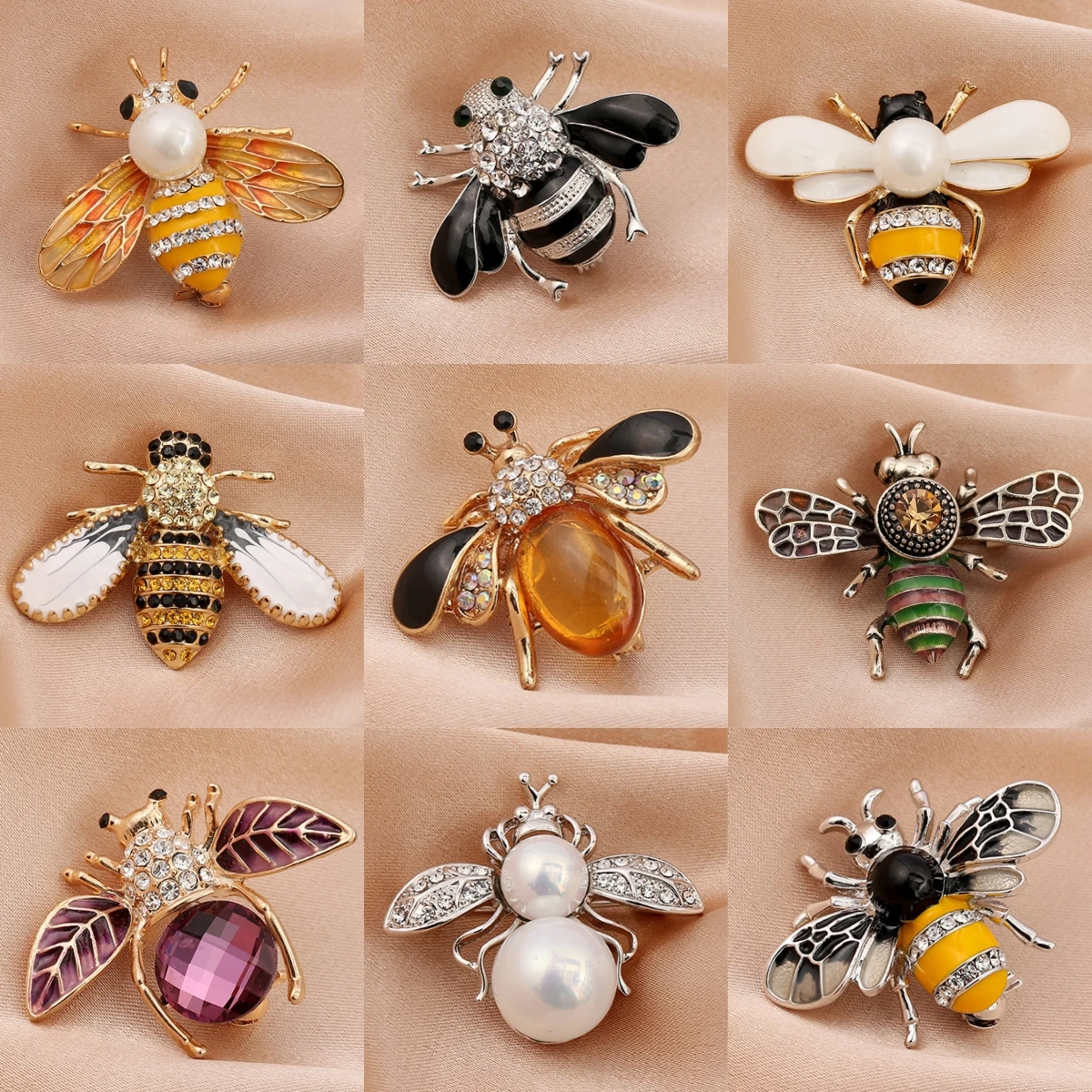 1 piece of women's European and American trendy little bee pearl brooch for fashionable dressing, banquet, party, holiday gift 1 piece of women's European and American trendy little bee pearl brooch for fashionable dressing, banquet, party, holiday gift