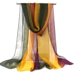Women Foulard Gradient Solid Color Chiffon Georgette Scarf Bandana Elegant Long Shawl Hijab Summer Sun Protection 2