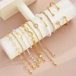 11 Pcs Boho Pearl Crystal Heart Infinity Sign Bracelets for Women Vintage Elegant Gold Color Bracelets Sets New Vacation Jewelry 5