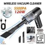1pc Wireless Vacuum Cleaner Dual Use for Home and Car 120W High Power Powerful Vacuum Cleaner Black
