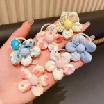 10Pcs/Set New Baby Girl Cute Colorful Flower Hair Bands Ponytail Holder Chilren Soft Scrunchies Rubber Kids Hair Accessories 6